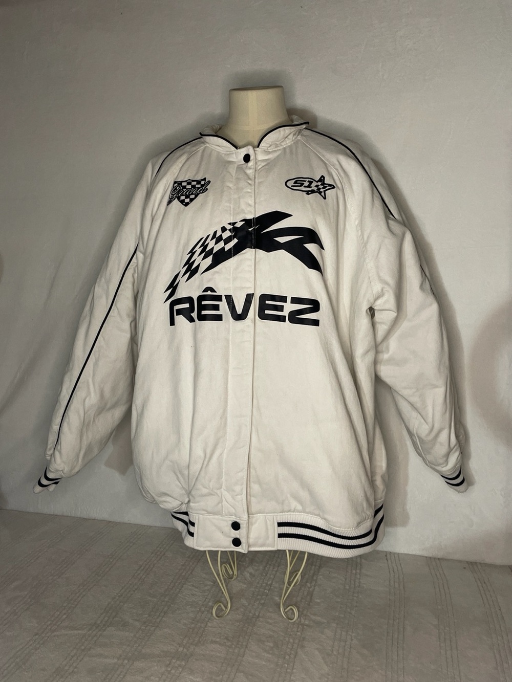 H&M Divided Rêvez Branding Racing Bomber Jacket